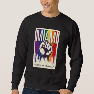 Miami LGBTQ Pride Rainbow Flag Resist Fist Proud L Sweatshirt