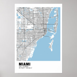Miami Map Poster - Miami Black Map