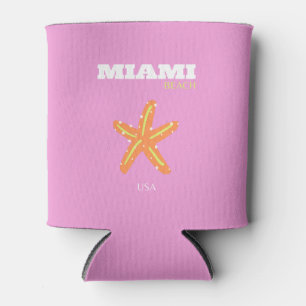 Miami, Miami Beach, Florida, Preppy, Pink, Orange Can Cooler