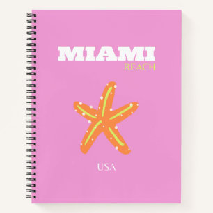 Miami, Miami Beach, Florida, Preppy, Pink, Orange Notebook