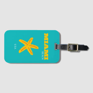 Miami, Miami Beach, Preppy Room, Travel Art, Retro Luggage Tag