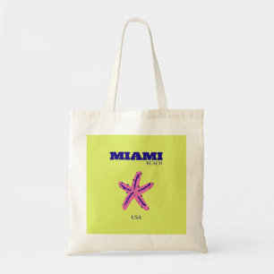 Miami, Miami Beach, Travel Art, Green Tote Bag