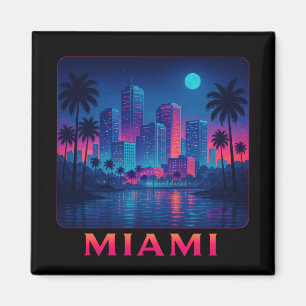 Miami Moonrise - Neon Skyline Magnet