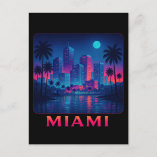 Miami Moonrise - Neon Skyline Postcard
