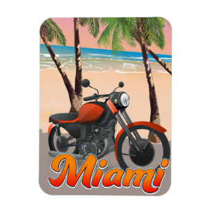 Miami Motorbike travel poster Magnet