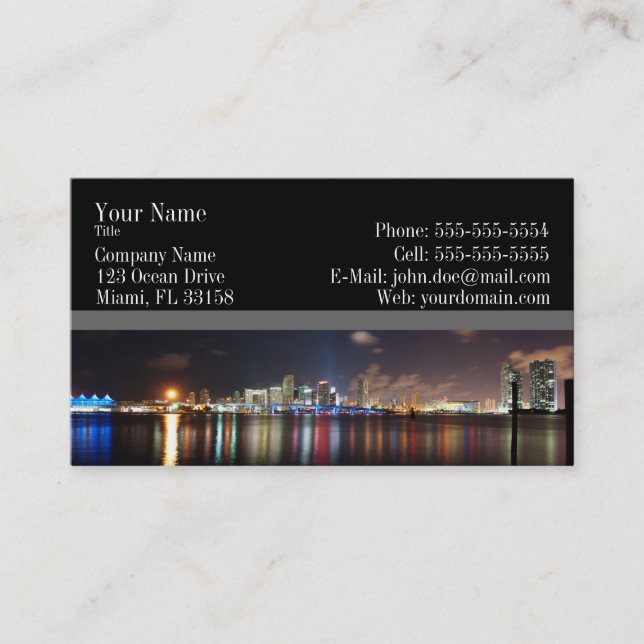 Miami night panorama - Business Card (Front)