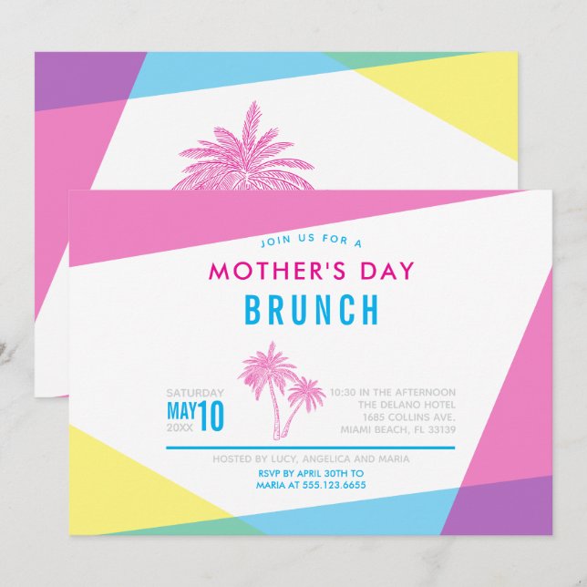 Miami Nights Mother's Day Brunch Invitation (Front/Back)