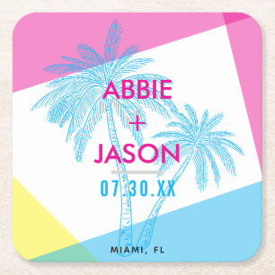 Miami Nights Square Paper Coaster