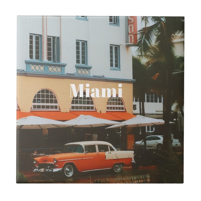 Miami Ocean Drive  Travel Souvenir Ceramic Tile (Front)
