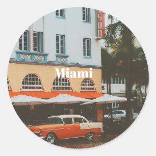 Miami Ocean Drive  Travel Souvenir Classic Round Sticker