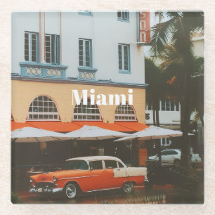 Miami Ocean Drive Travel Souvenir Glass Coaster