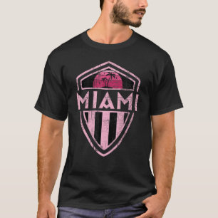MIAMI Palm Tree Sunset Triangle Badge DISTRESSED T-Shirt