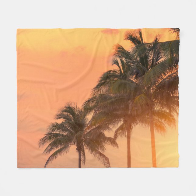 Miami Palms Fleece Blanket (Front (Horizontal))