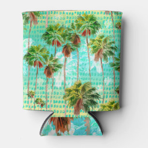 Miami Palms: Watercolor Tropical Seamless Can Cooler