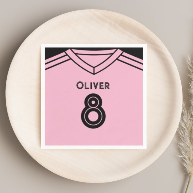Miami Pink and Black Soccer Birthday Party  Napkin (Creator Uploaded)