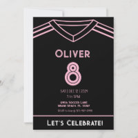Miami Pink and Black Soccer Party Birthday Invitat