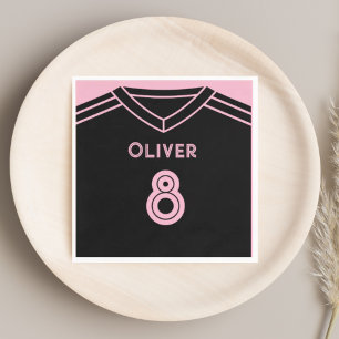Miami Pink and Black Soccer Party Birthday  Napkin
