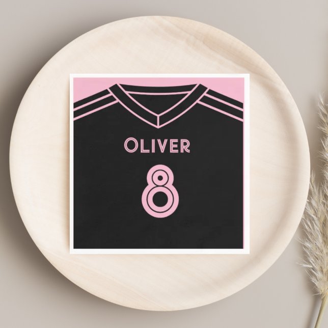 Miami Pink and Black Soccer Party Birthday  Napkin (Creator Uploaded)