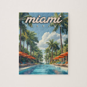 Miami Pool Vintage Jigsaw Puzzle