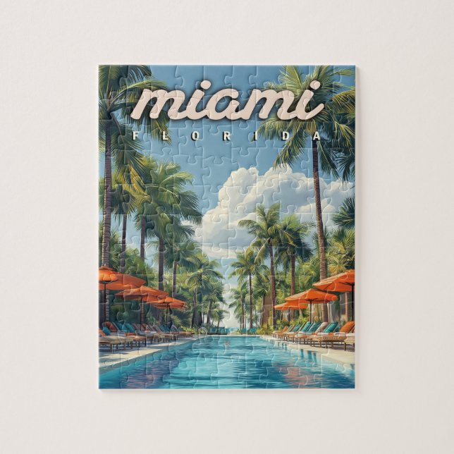 Miami Pool Vintage  Jigsaw Puzzle (Vertical)