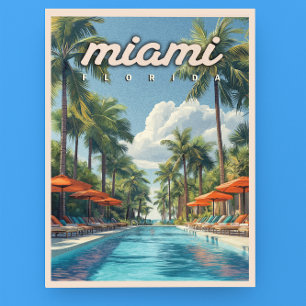 Miami Pool Vintage Postcard