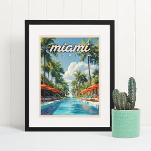 Miami Pool Vintage  Poster