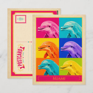Miami Postcard Florida Dolphin Vintage Pop Art
