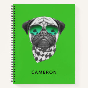 Miami Pug   Add Your Name Notebook