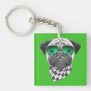 Miami Pug Key Ring