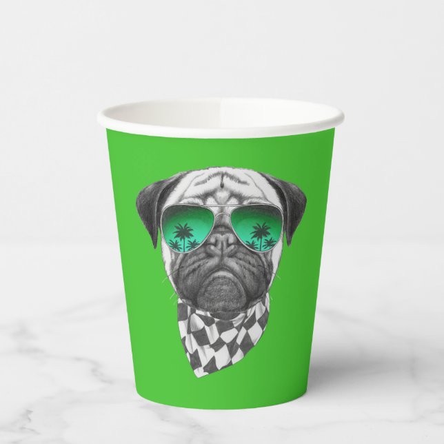Miami Pug Paper Cups (Left)
