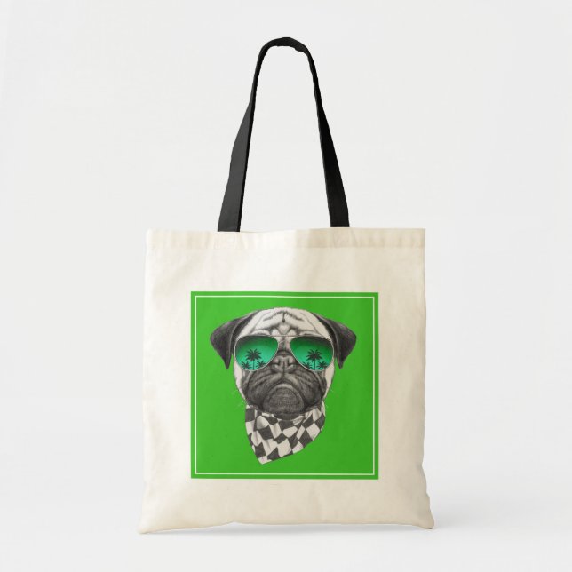 Miami Pug Tote Bag (Front)