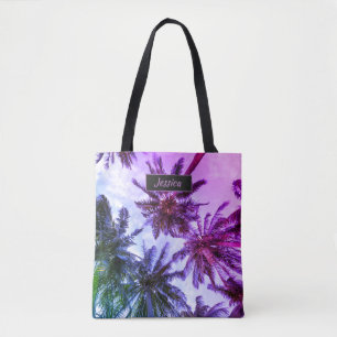 Miami Purple Palm Trees Personalised Tote Bag