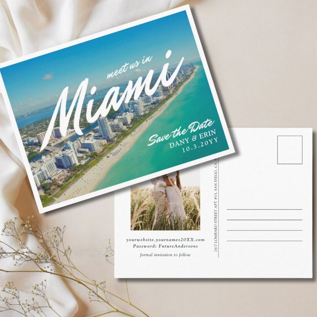 Miami Save the Date Postcard with Photos (Miami Save the Date Postcard with Photos)