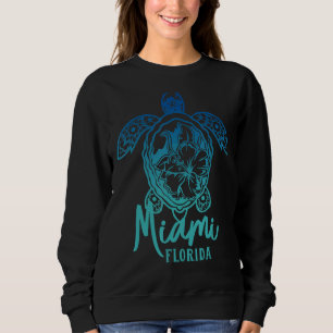 Miami Sea Turtles Florida Marine Turtle Flower Tro Sweatshirt