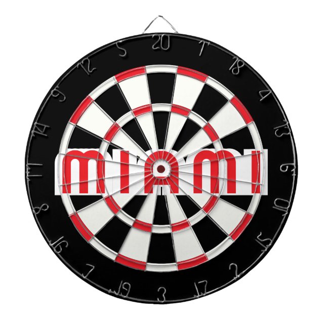 MIAMI Simple Modern Black White Red Dartboard (Front)