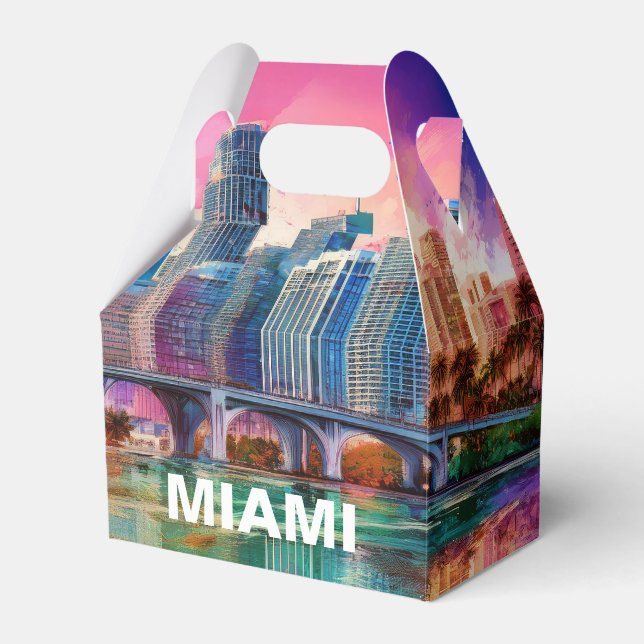 Miami Skyline Abstract Art Favour Box (Front Side)