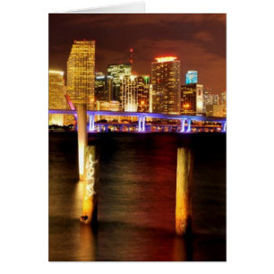 Miami skyline at night, Florida