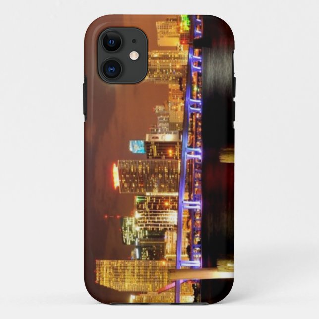 Miami skyline at night, Florida Case-Mate iPhone Case (Back)