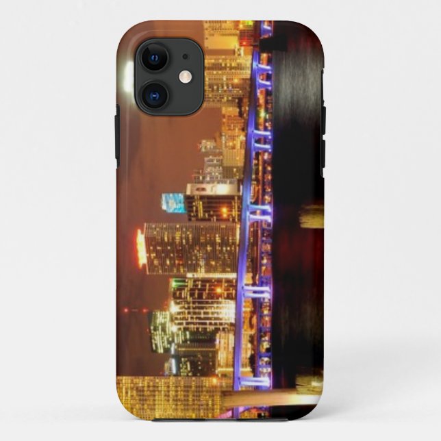 Miami skyline at night, Florida Case-Mate iPhone Case (Back)