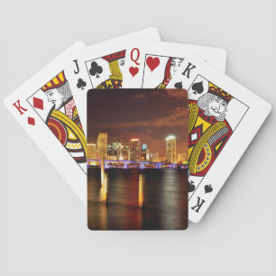 Miami skyline at night, Florida Playing Cards