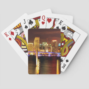 Miami skyline at night, Florida Playing Cards