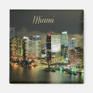 Miami Skyline at Night Magnet