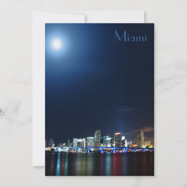 Miami skyline at night panorama - Invitation (Front)