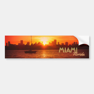 Miami Skyline at Sunset Bumper Sticker