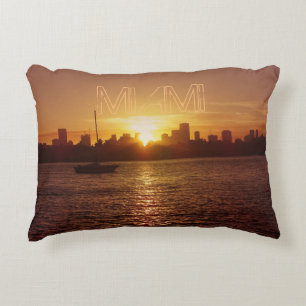 Miami Skyline at Sunset Decorative Cushion