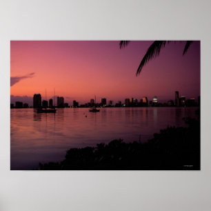 Miami Skyline at Sunset Poster