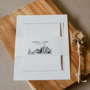 Miami Skyline Belly Band, 2"x11.5" Invitation Belly Band