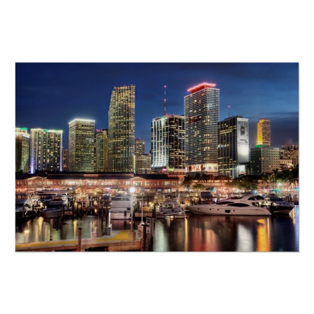Miami skyline city in Florida Poster (Front)