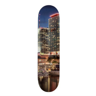 Miami skyline city in Florida Skateboard
