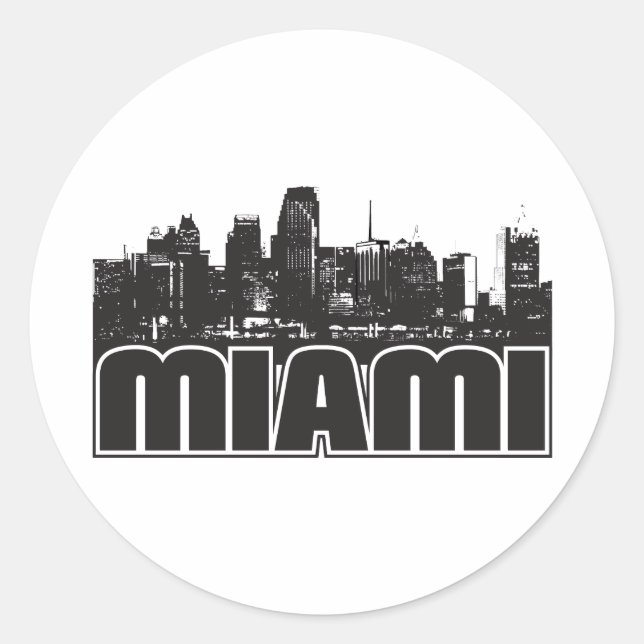 Miami Skyline Classic Round Sticker (Front)